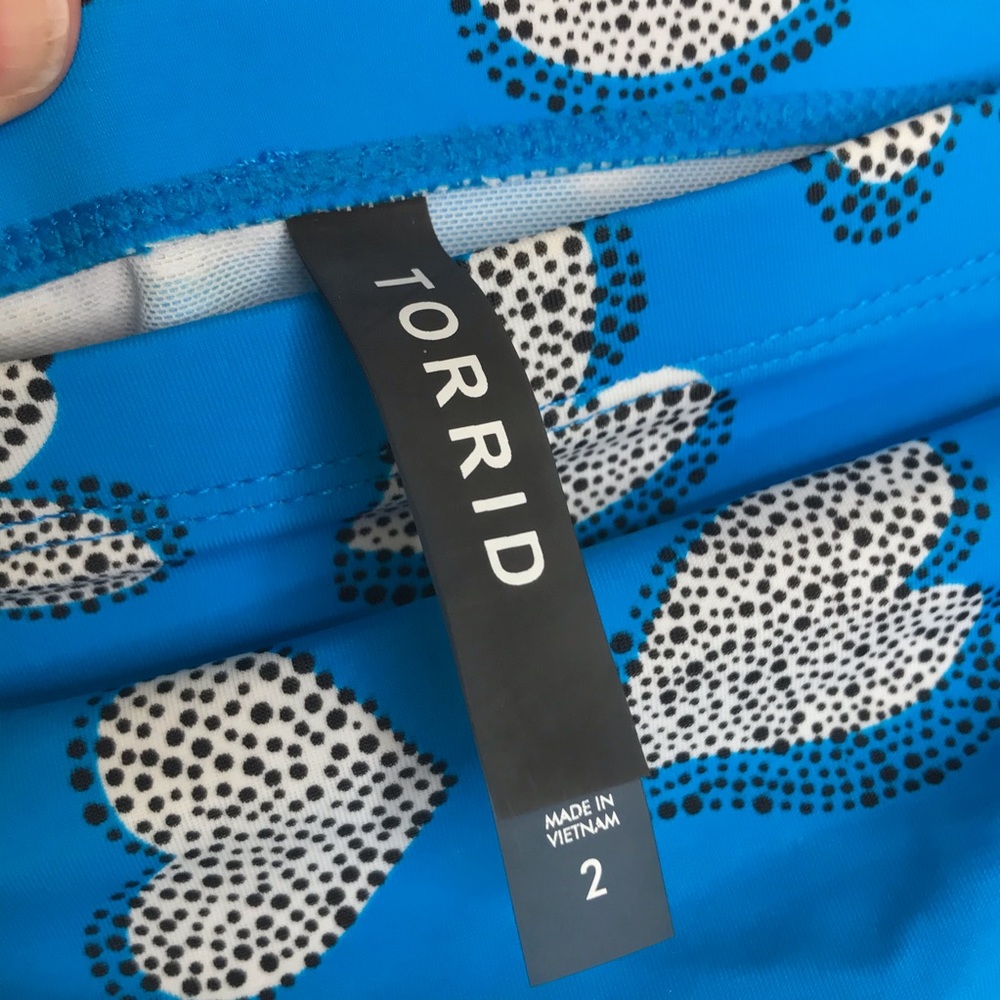 Torrid High Waisted Swim Bottoms Blue Hearts - Picture 5 of 7